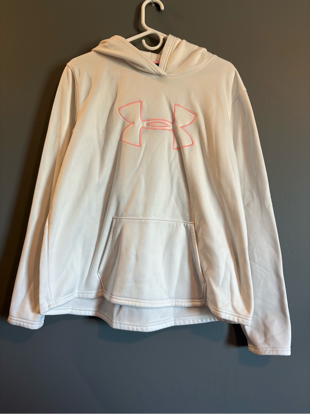 Under Armour Kids White Hoodie with Pink Logo Outline